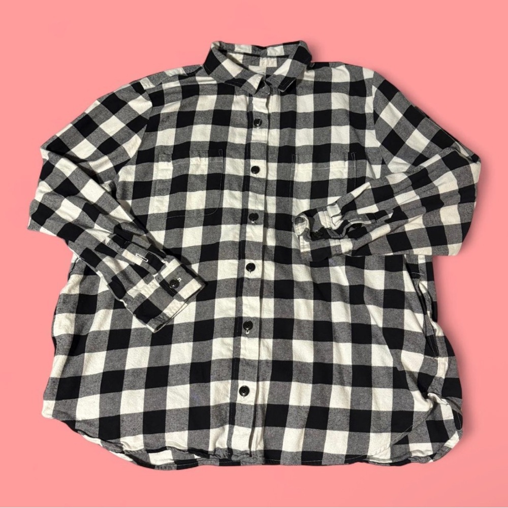 j. crew women’s black & white flannel shirt